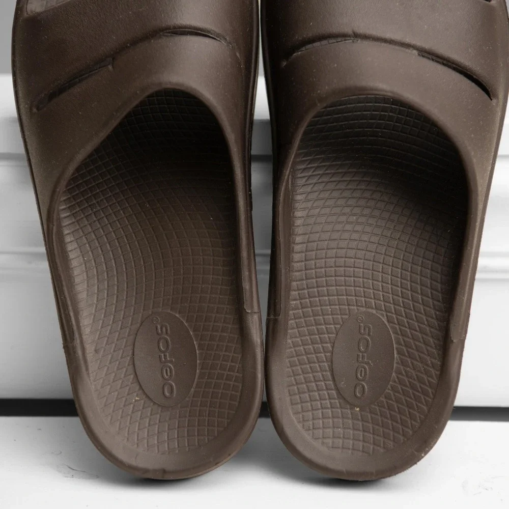 Oofos OOahh Slide Recovery Sandals Mocha Brown Mens 12 Orthopedic Athleisure